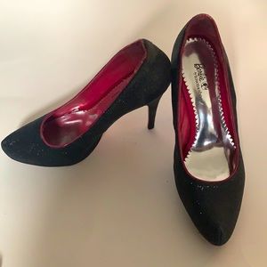 4” Sparkly Black Platform Heel